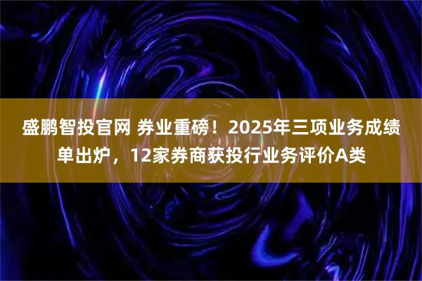 盛鹏智投官网 券业重磅！2025年三项业务成绩单出炉，12家券商获投行业务评价A类